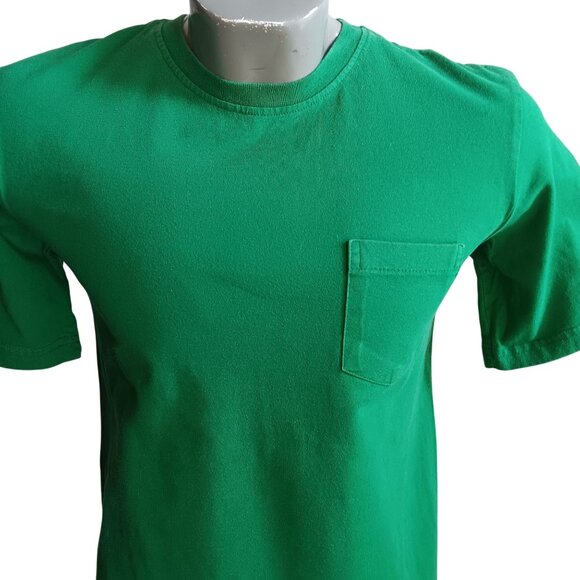 Large Vintage T-shirt Cherokee Green Crewneck Pocket 100% Cotton 1990's Grunge - Picture 1 of 5